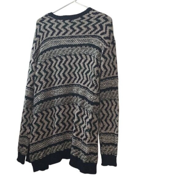 Maurices Womens M Open Front Cardigan Sweater Navy & Beige Zigzag Acrylic Blend - Picture 6 of 9